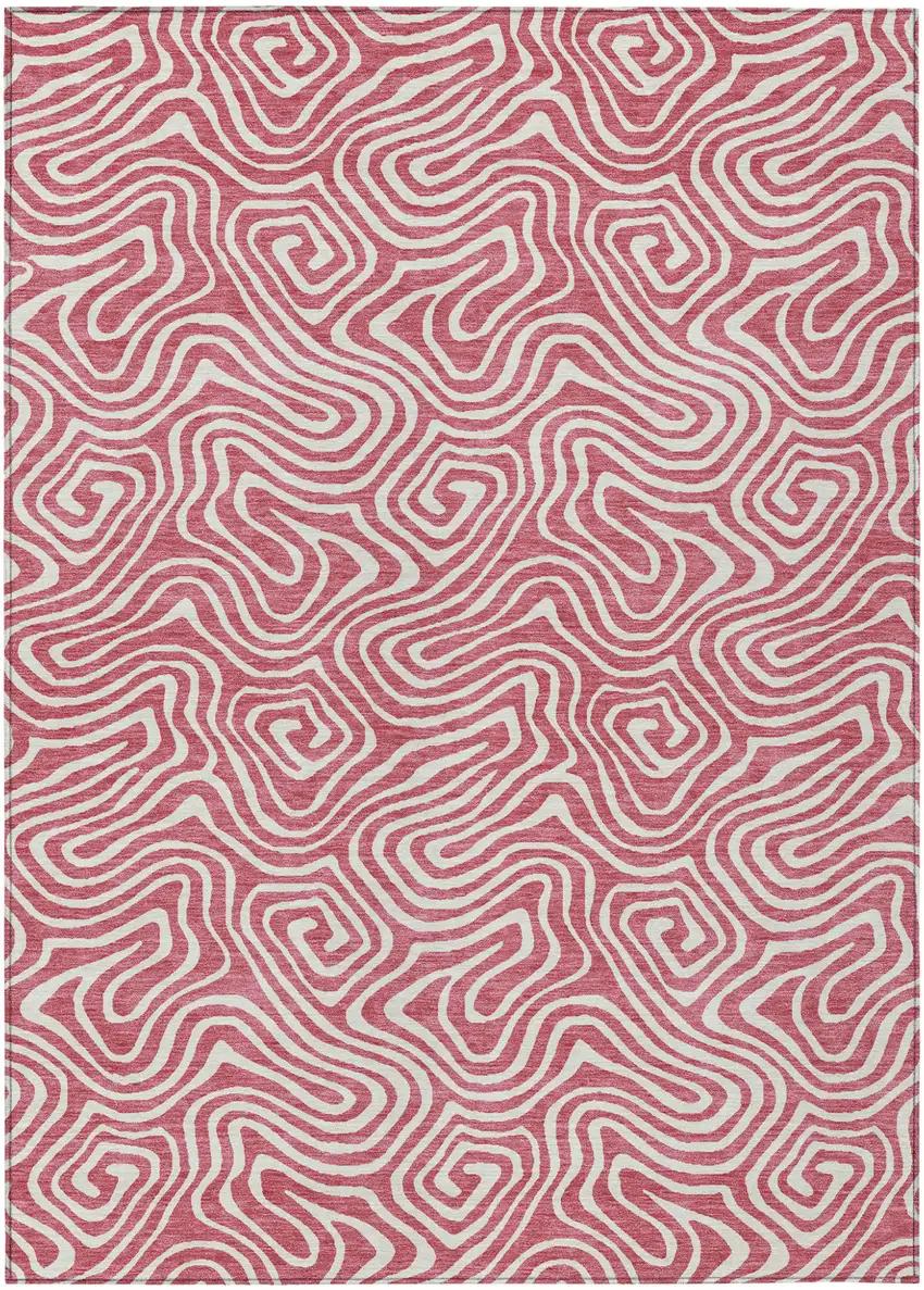 Blush And Ivory Abstract Washable Indoor Outdoor Area Rug Photo 2