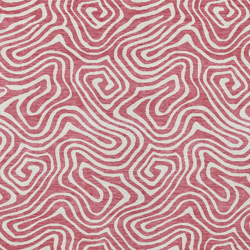 Blush And Ivory Abstract Washable Indoor Outdoor Area Rug Photo 7