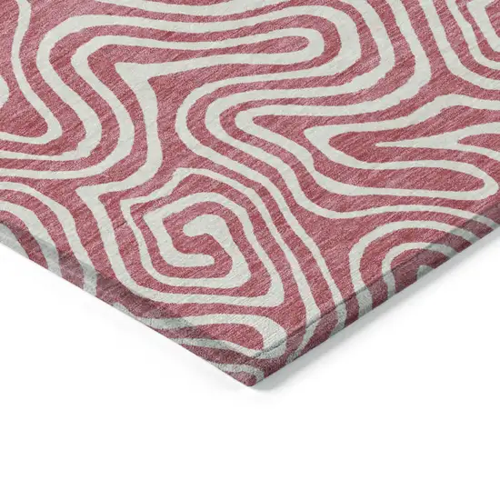 Blush And Ivory Abstract Washable Indoor Outdoor Area Rug Photo 5