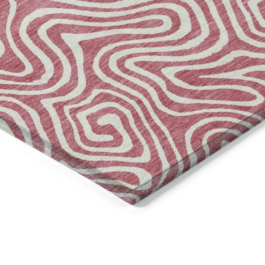 Blush And Ivory Abstract Washable Indoor Outdoor Area Rug Photo 5