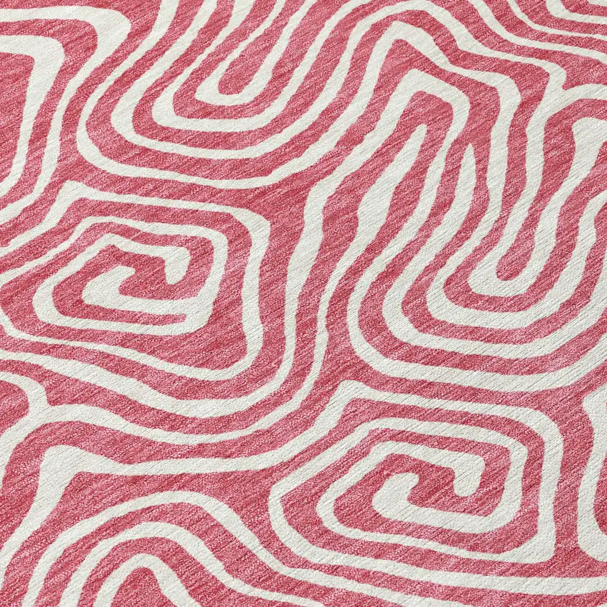 Blush And Ivory Abstract Washable Indoor Outdoor Area Rug Photo 6
