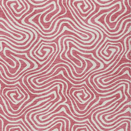 Blush And Ivory Abstract Washable Indoor Outdoor Area Rug Photo 7