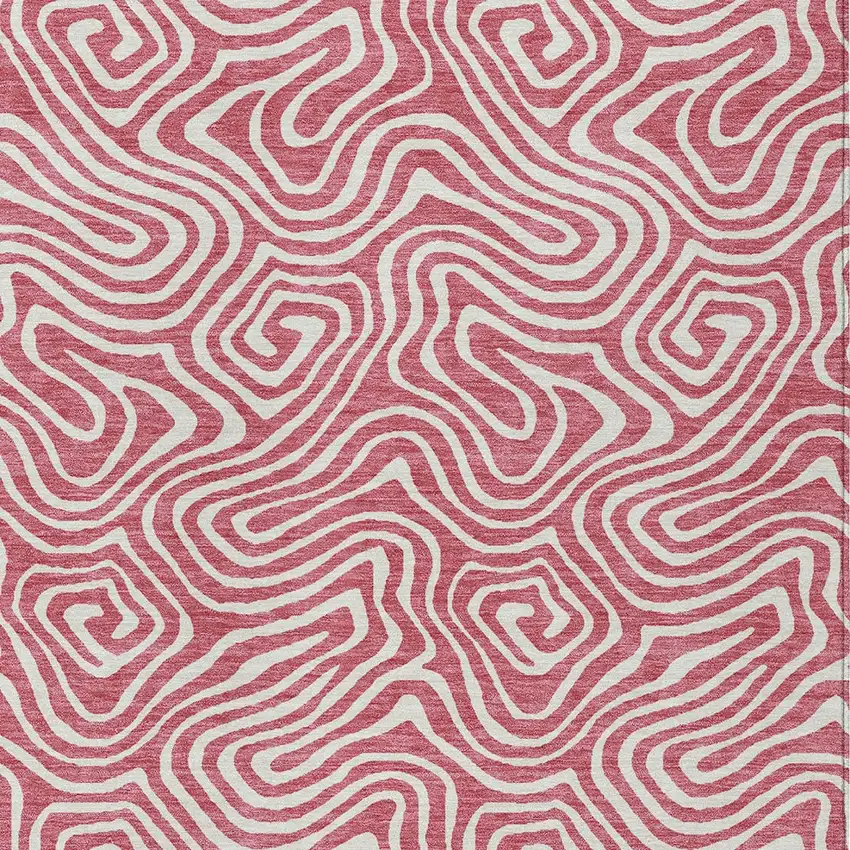 Blush And Ivory Abstract Washable Indoor Outdoor Area Rug Photo 7