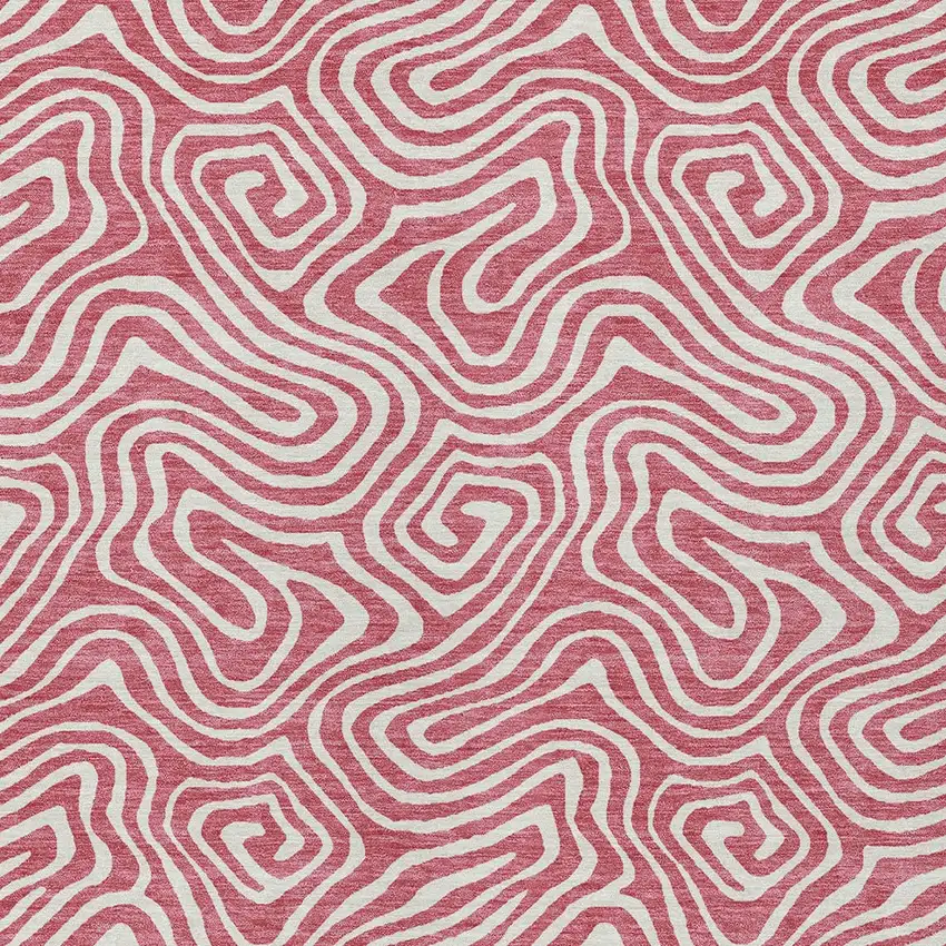 Blush And Ivory Abstract Washable Indoor Outdoor Area Rug Photo 7