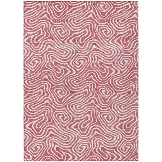 Blush And Ivory Abstract Washable Indoor Outdoor Area Rug Photo 2