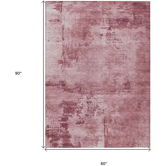 Blush And Ivory Abstract Washable Indoor Outdoor Area Rug Photo 7