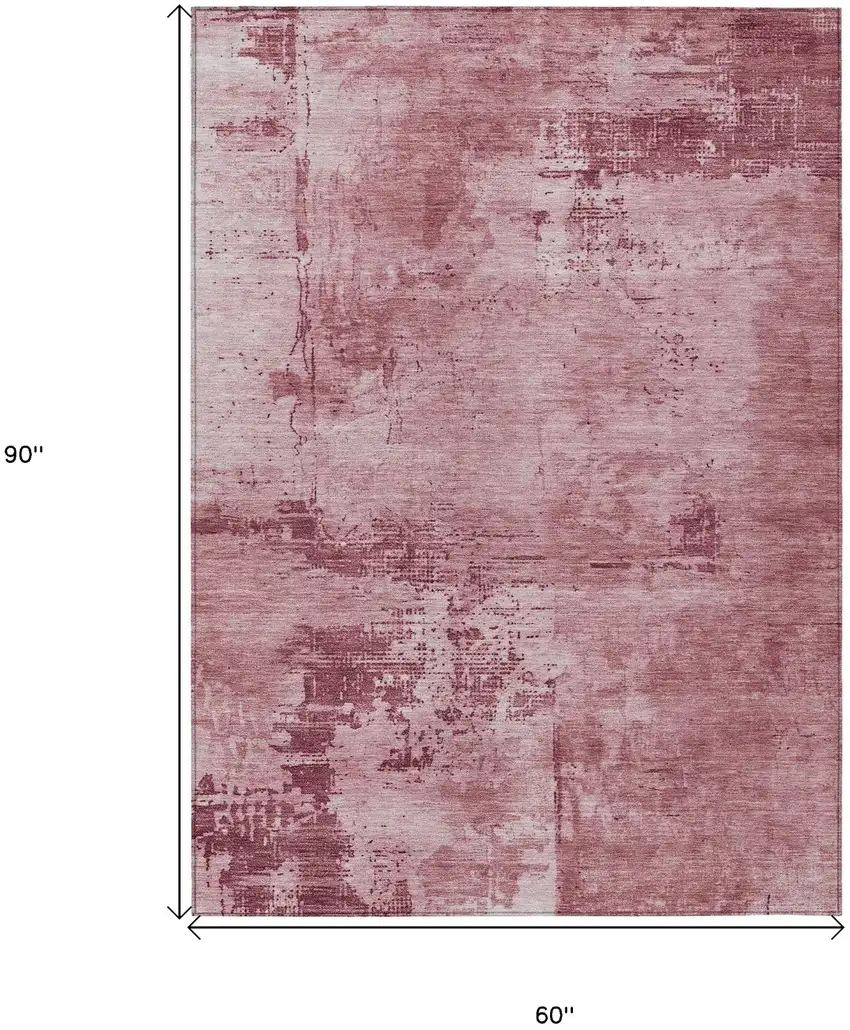 Blush And Ivory Abstract Washable Indoor Outdoor Area Rug Photo 7