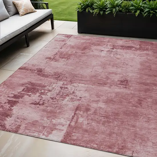 Blush And Ivory Abstract Washable Indoor Outdoor Area Rug Photo 1