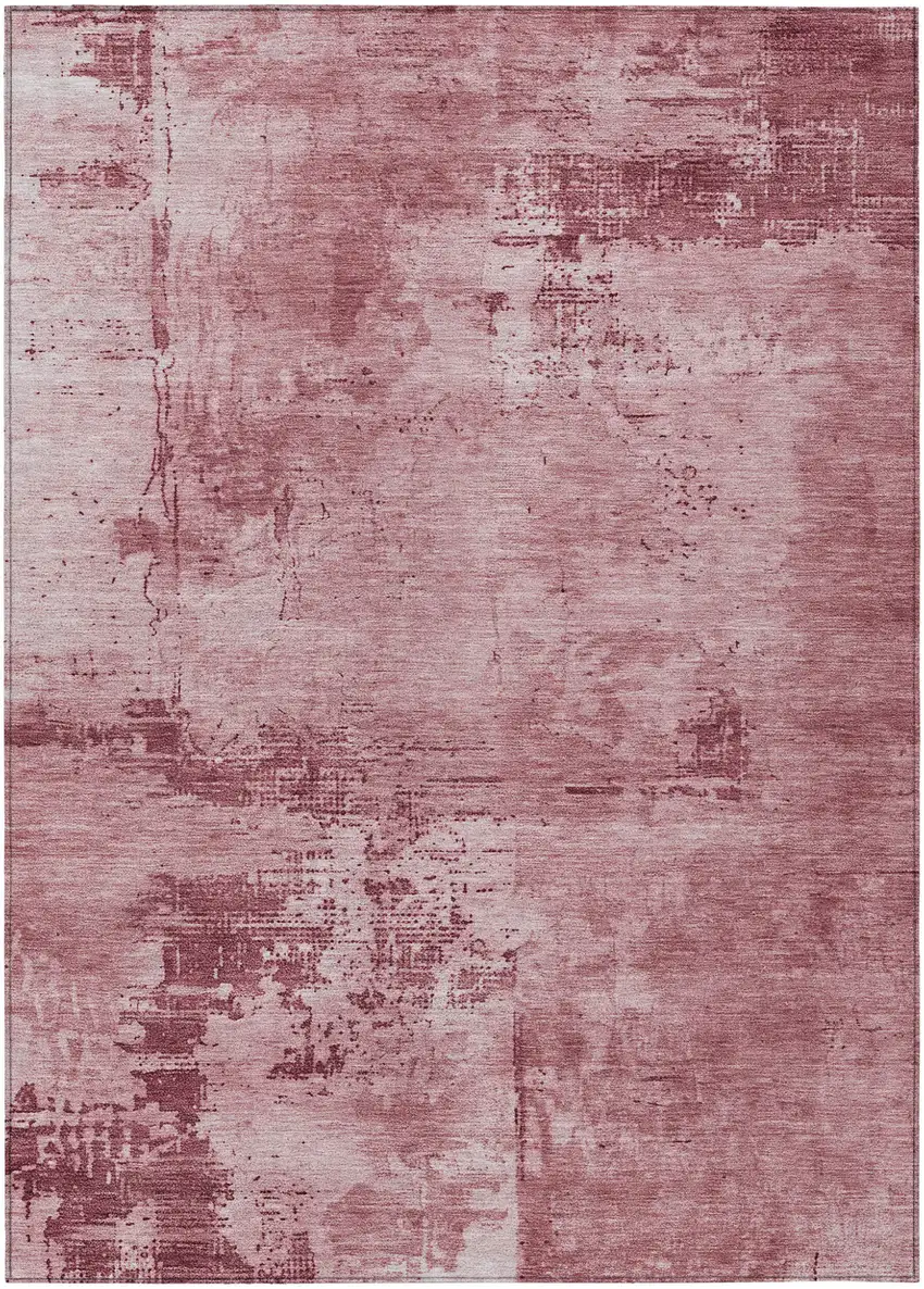 Blush And Ivory Abstract Washable Indoor Outdoor Area Rug Photo 2