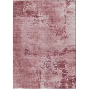 Photo of Blush And Ivory Abstract Washable Indoor Outdoor Area Rug