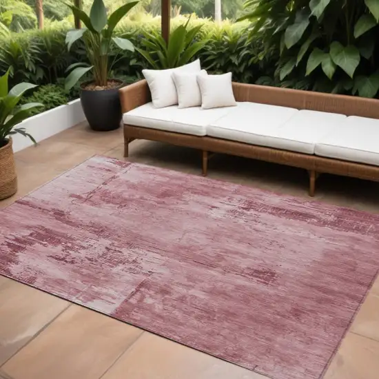 Blush And Ivory Abstract Washable Indoor Outdoor Area Rug Photo 1