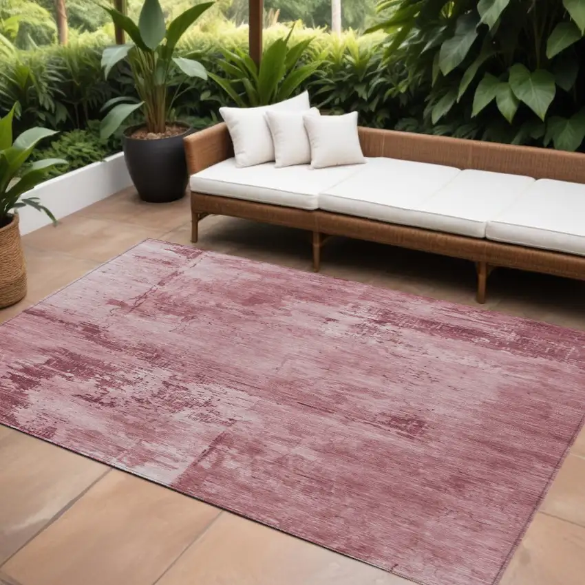 Blush And Ivory Abstract Washable Indoor Outdoor Area Rug Photo 1