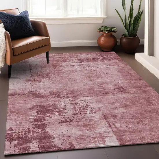Blush And Ivory Abstract Washable Indoor Outdoor Area Rug Photo 8