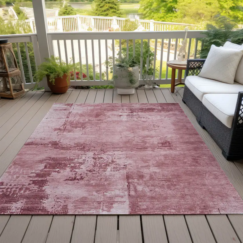 Blush And Ivory Abstract Washable Indoor Outdoor Area Rug Photo 7