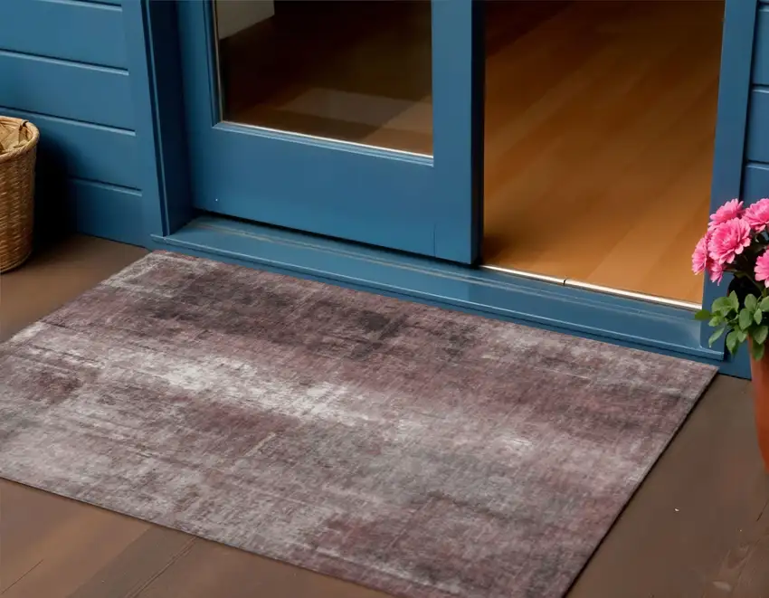 Blush And Ivory Abstract Washable Indoor Outdoor Area Rug Photo 2