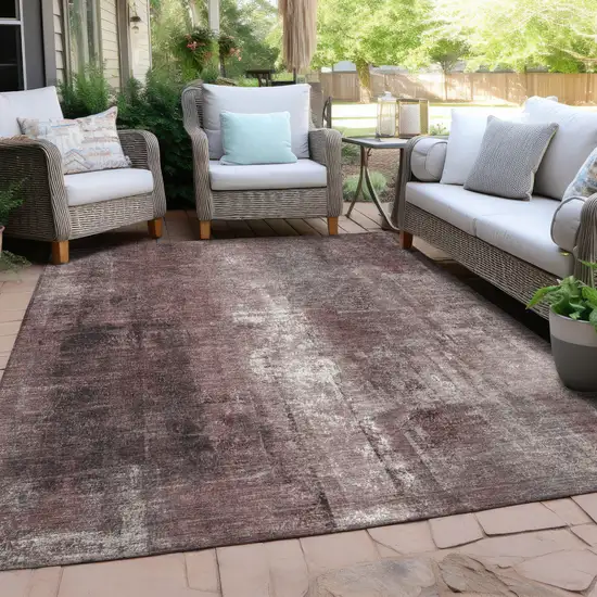 Blush And Ivory Abstract Washable Indoor Outdoor Area Rug Photo 4
