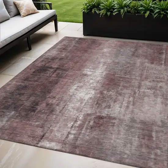 Blush And Ivory Abstract Washable Indoor Outdoor Area Rug Photo 2