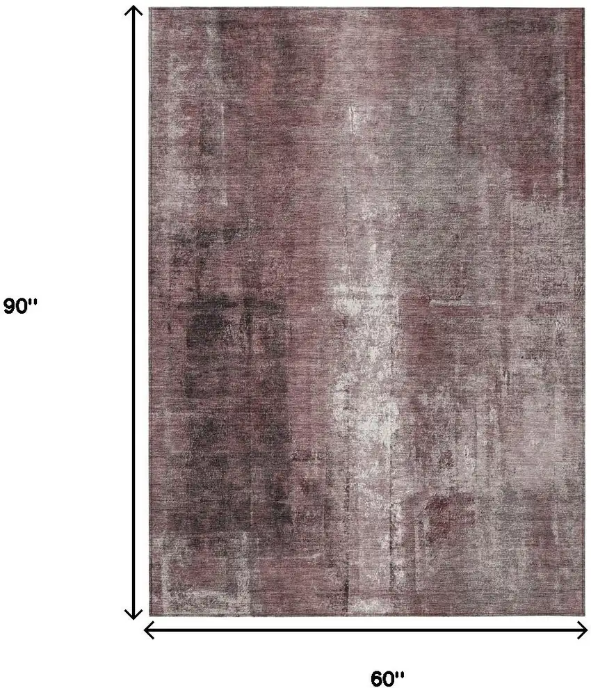 Blush And Ivory Abstract Washable Indoor Outdoor Area Rug Photo 9