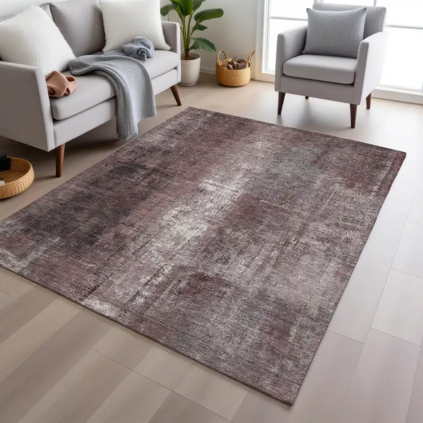 Blush And Ivory Abstract Washable Indoor Outdoor Area Rug Photo 4