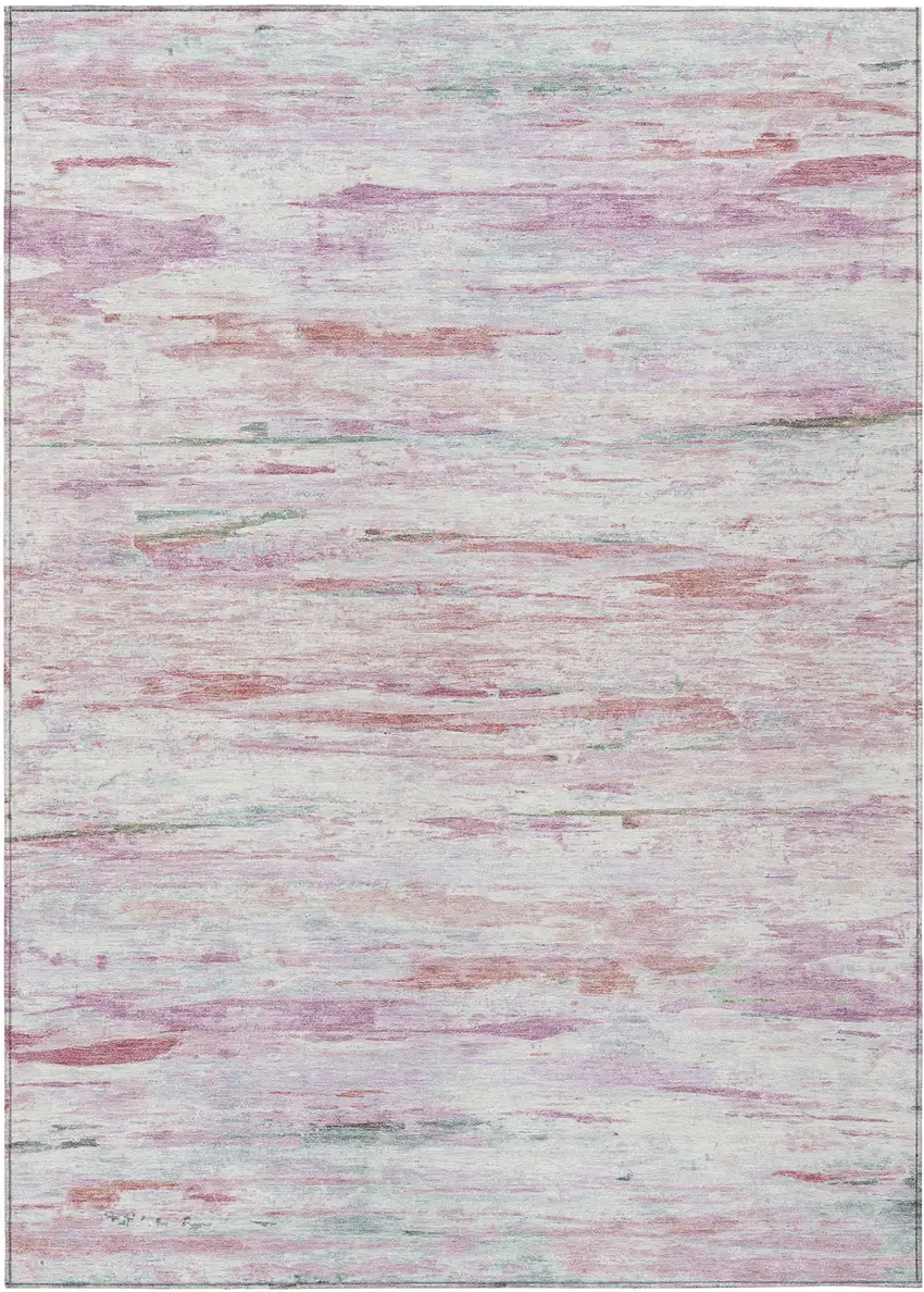 Blush And Ivory Abstract Washable Indoor Outdoor Area Rug Photo 1