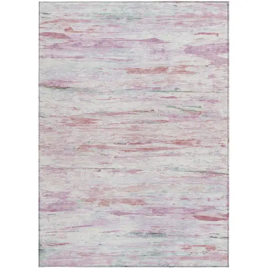 Blush And Ivory Abstract Washable Indoor Outdoor Area Rug Photo 1