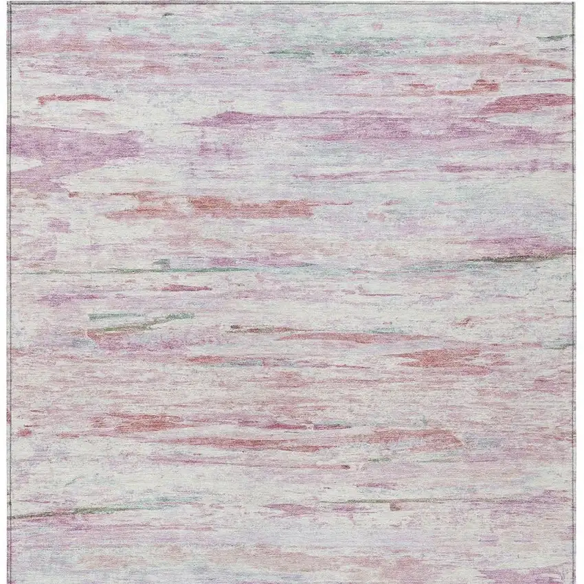 Blush And Ivory Abstract Washable Indoor Outdoor Area Rug Photo 9