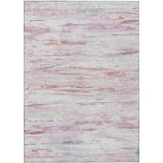 Blush And Ivory Abstract Washable Indoor Outdoor Area Rug Photo 8