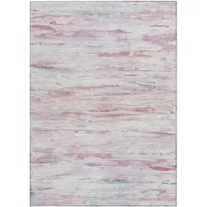 Photo of Blush And Ivory Abstract Washable Indoor Outdoor Area Rug