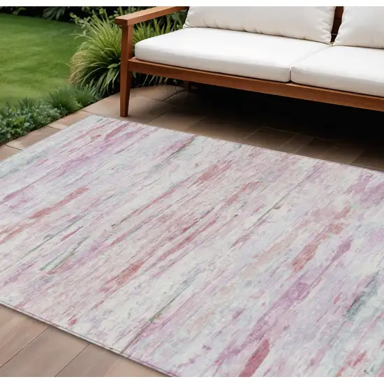 Blush And Ivory Abstract Washable Indoor Outdoor Area Rug Photo 2