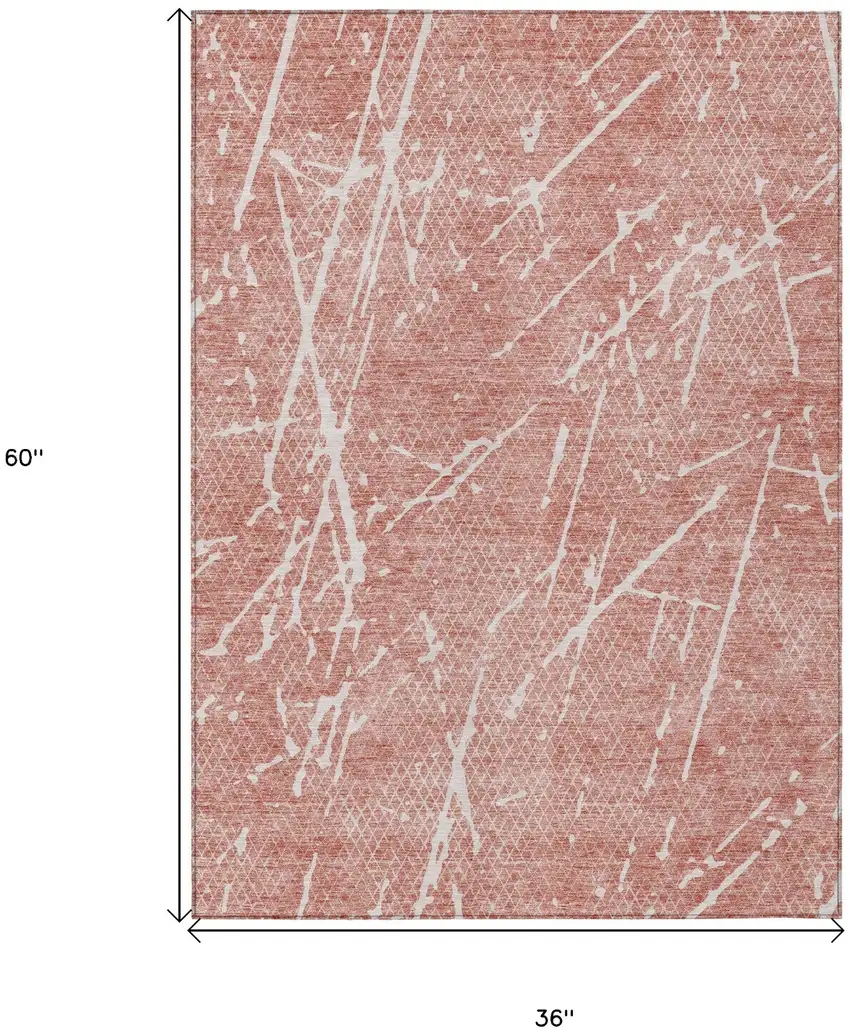 Blush And Ivory Abstract Washable Indoor Outdoor Area Rug Photo 9