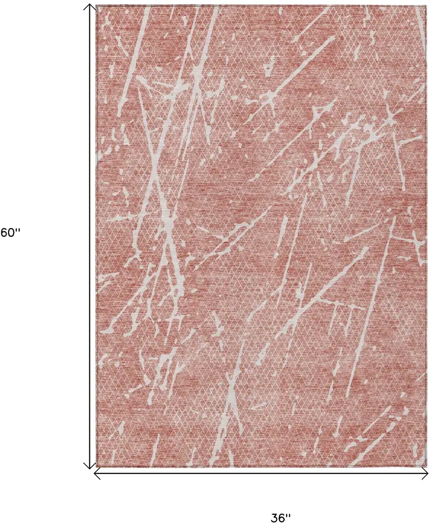 Blush And Ivory Abstract Washable Indoor Outdoor Area Rug Photo 9