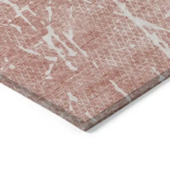Blush And Ivory Abstract Washable Indoor Outdoor Area Rug Photo 3