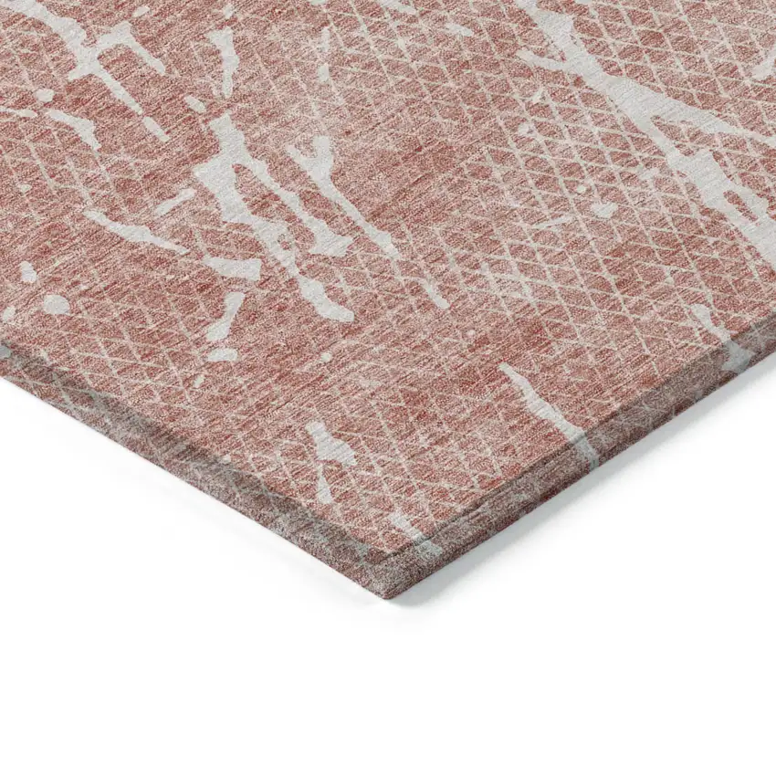 Blush And Ivory Abstract Washable Indoor Outdoor Area Rug Photo 3