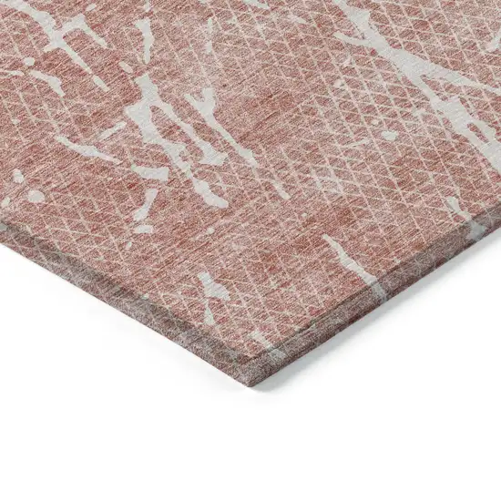Blush And Ivory Abstract Washable Indoor Outdoor Area Rug Photo 3