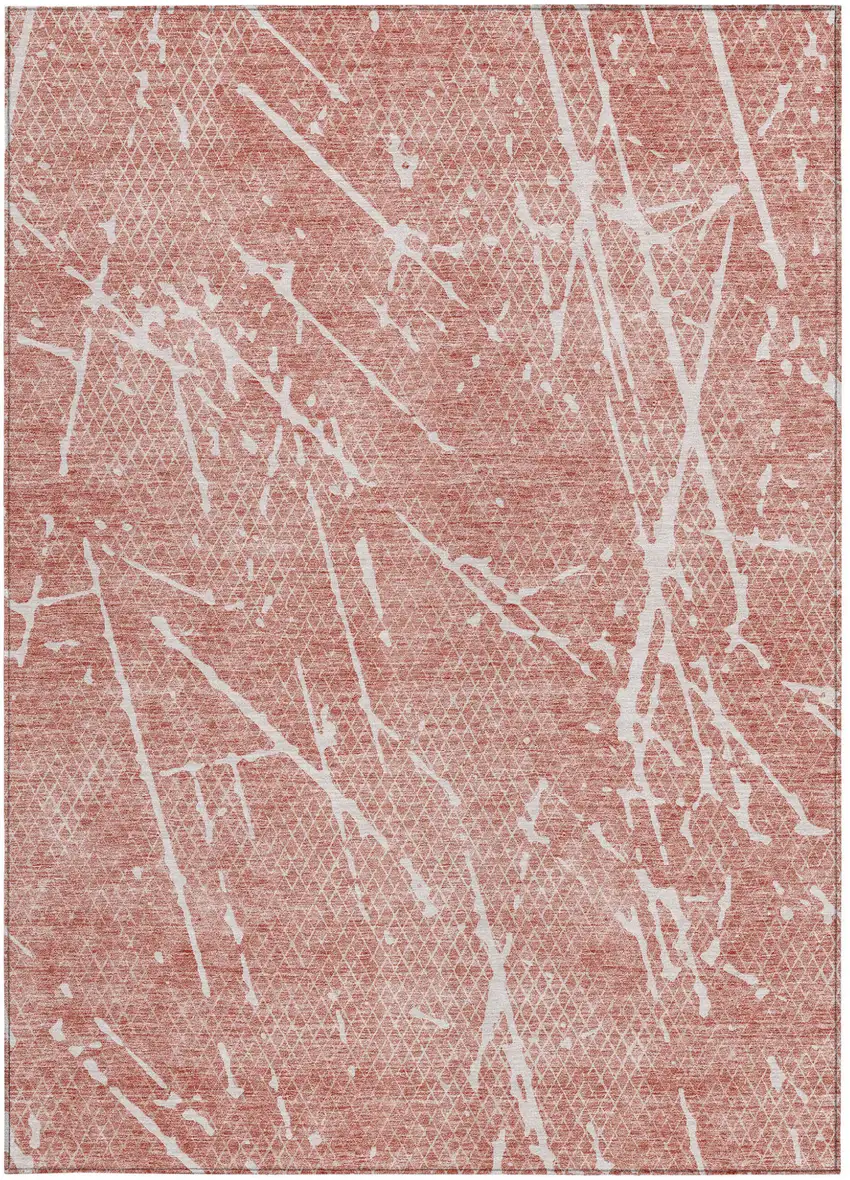 Blush And Ivory Abstract Washable Indoor Outdoor Area Rug Photo 4