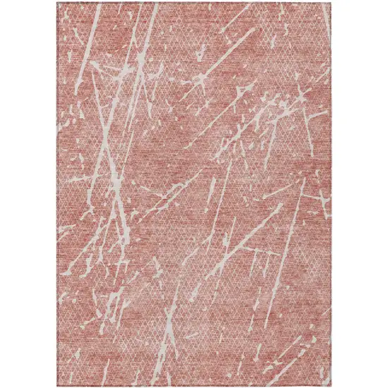 Blush And Ivory Abstract Washable Indoor Outdoor Area Rug Photo 2
