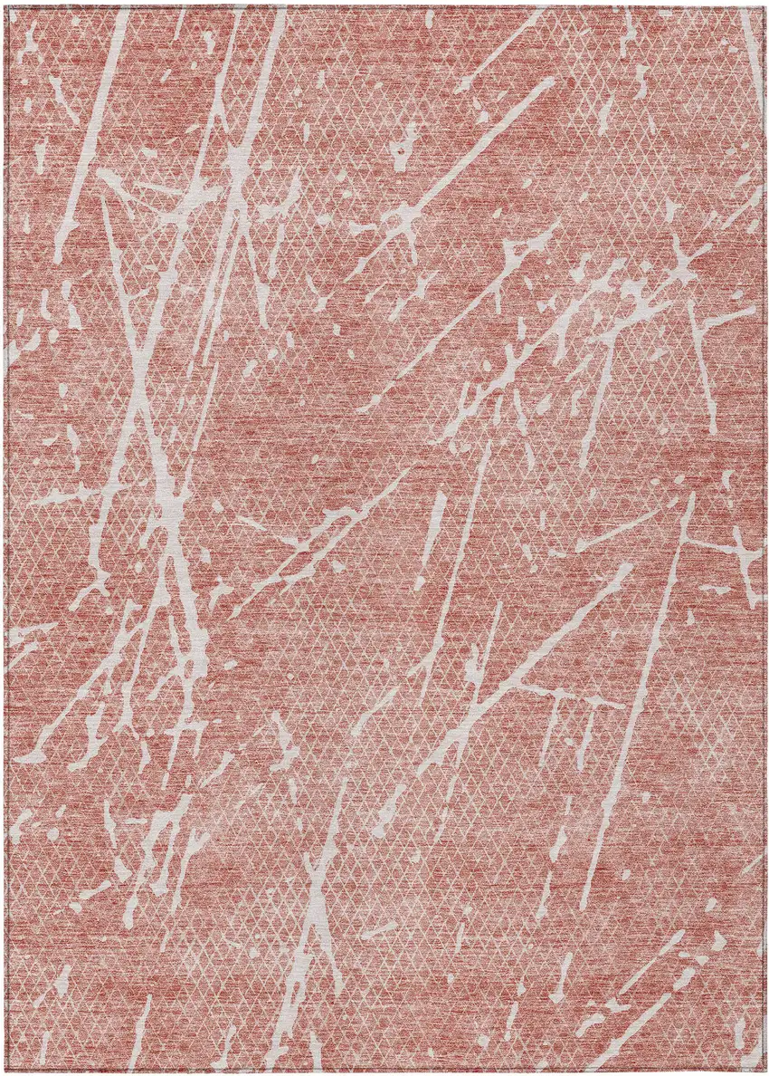 Blush And Ivory Abstract Washable Indoor Outdoor Area Rug Photo 2