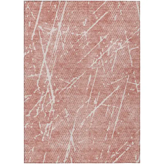 Blush And Ivory Abstract Washable Indoor Outdoor Area Rug Photo 1