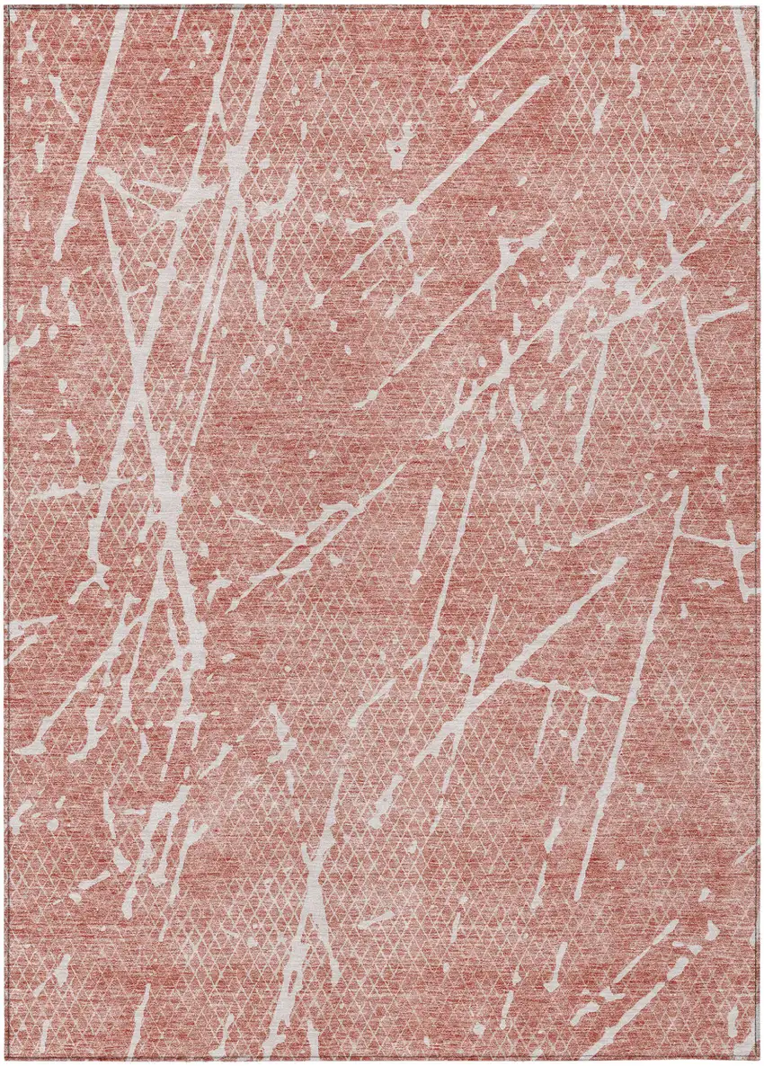 Blush And Ivory Abstract Washable Indoor Outdoor Area Rug Photo 1