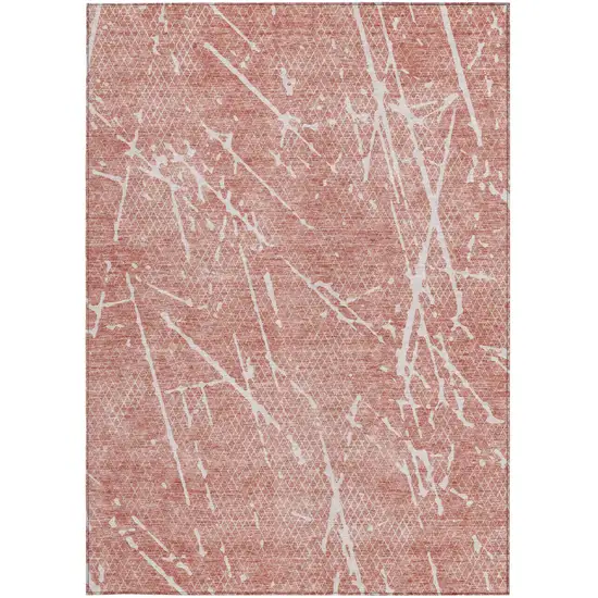 Blush And Ivory Abstract Washable Indoor Outdoor Area Rug Photo 3