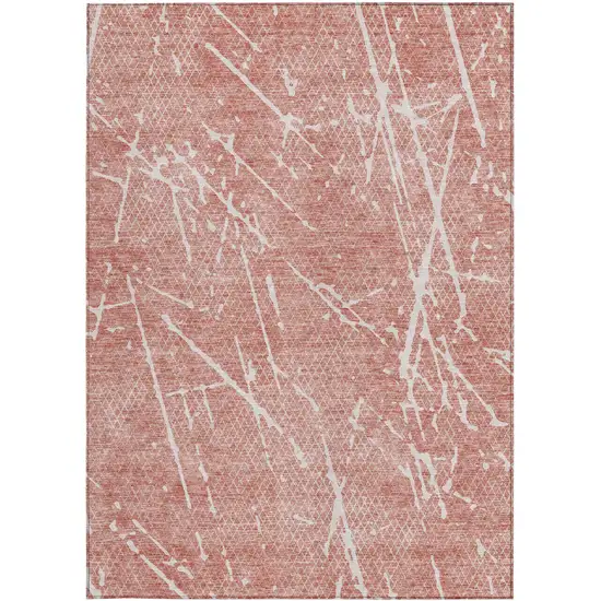 Blush And Ivory Abstract Washable Indoor Outdoor Area Rug Photo 3