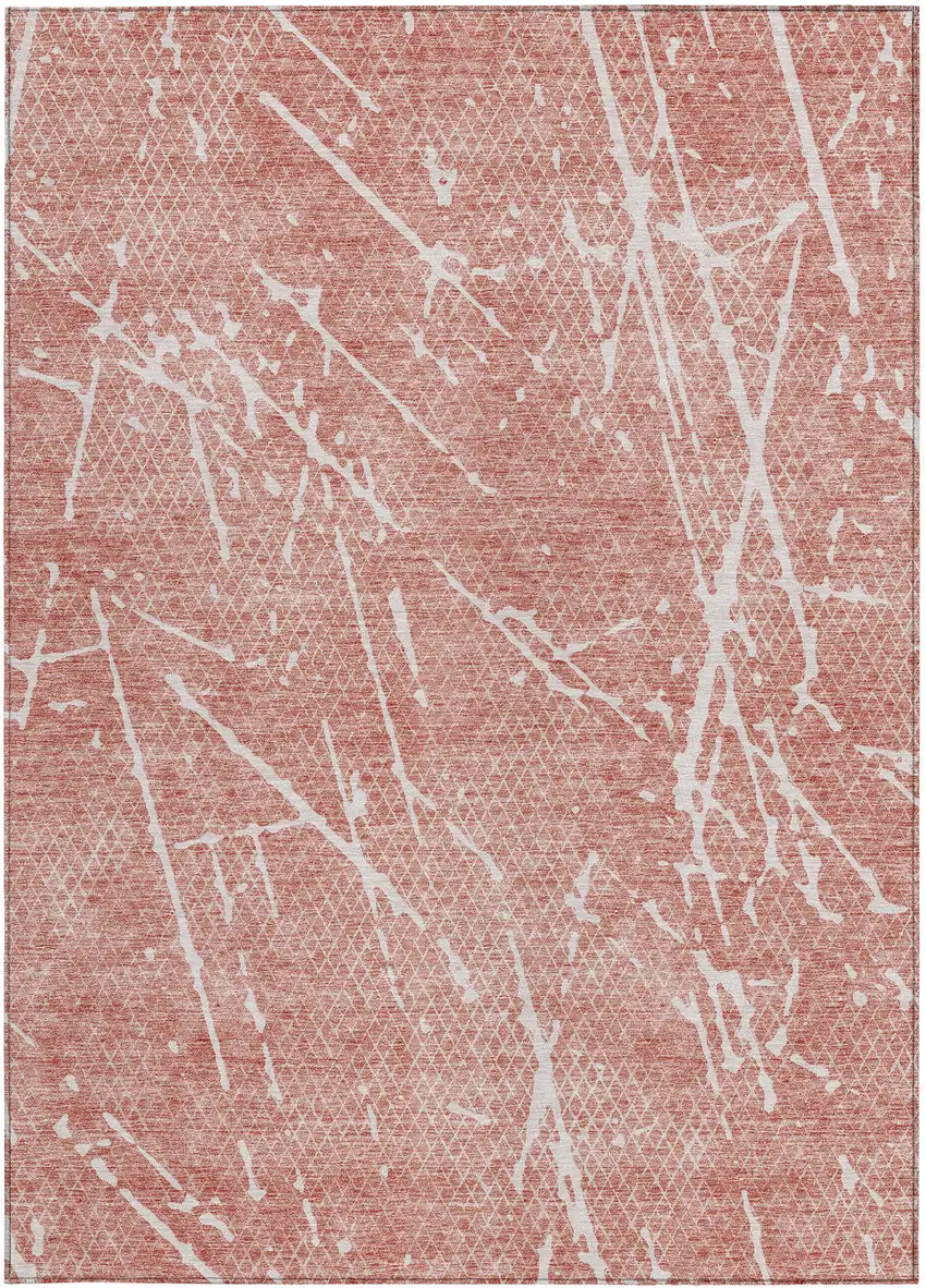 Blush And Ivory Abstract Washable Indoor Outdoor Area Rug Photo 3