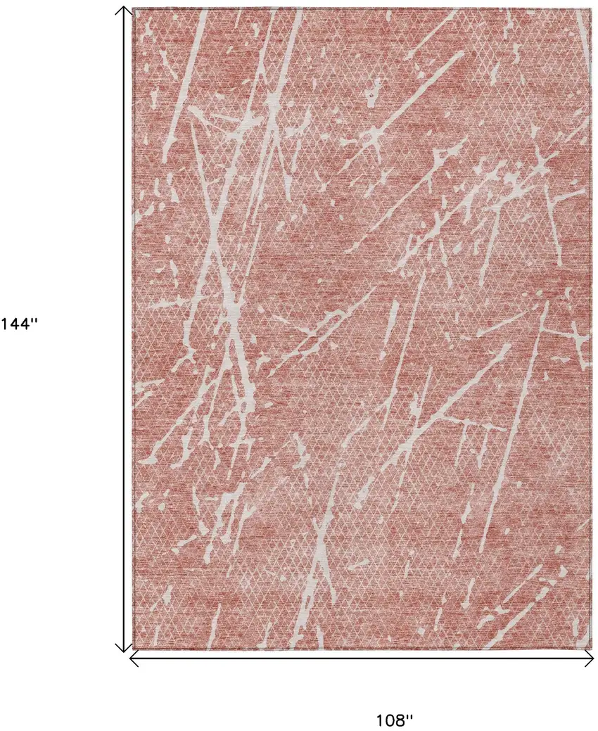 Blush And Ivory Abstract Washable Indoor Outdoor Area Rug Photo 8
