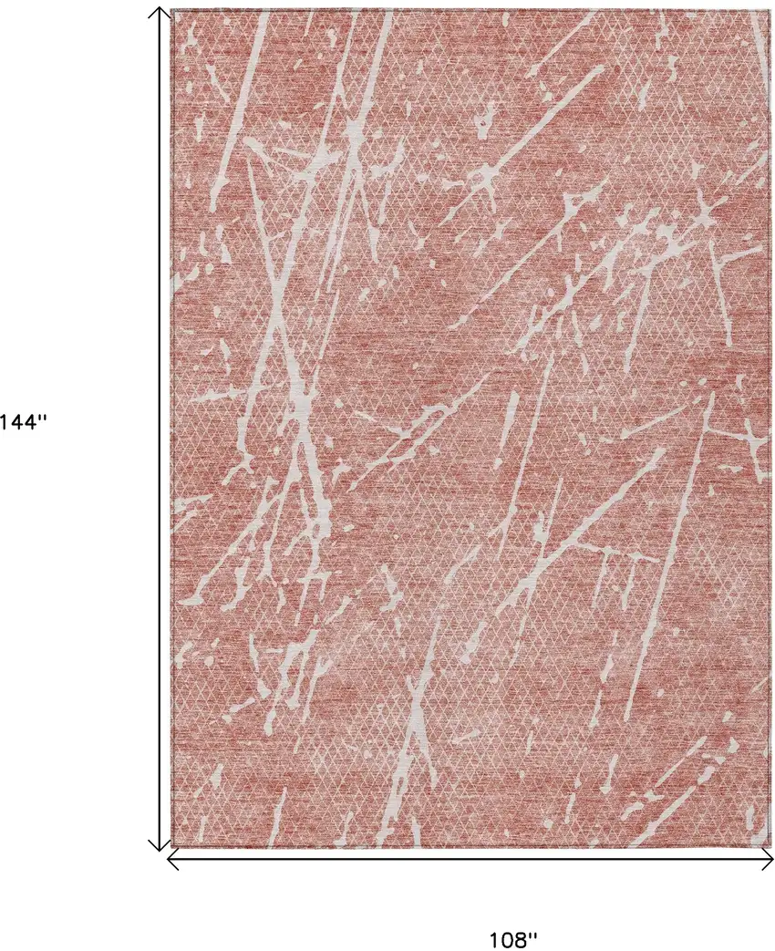 Blush And Ivory Abstract Washable Indoor Outdoor Area Rug Photo 8