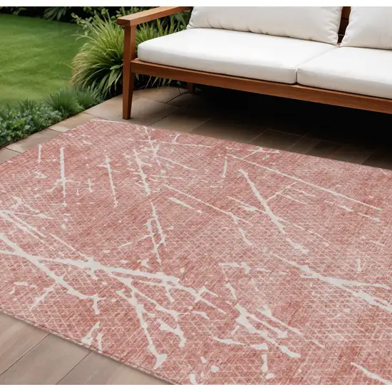Blush And Ivory Abstract Washable Indoor Outdoor Area Rug Photo 1