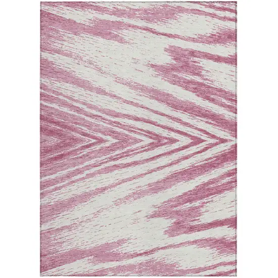 Blush And Ivory Abstract Washable Indoor Outdoor Area Rug Photo 7