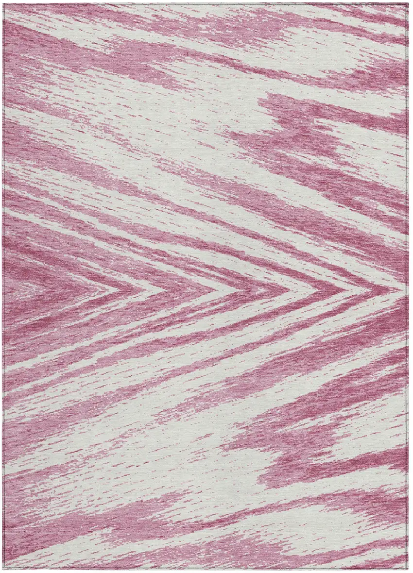 Blush And Ivory Abstract Washable Indoor Outdoor Area Rug Photo 7