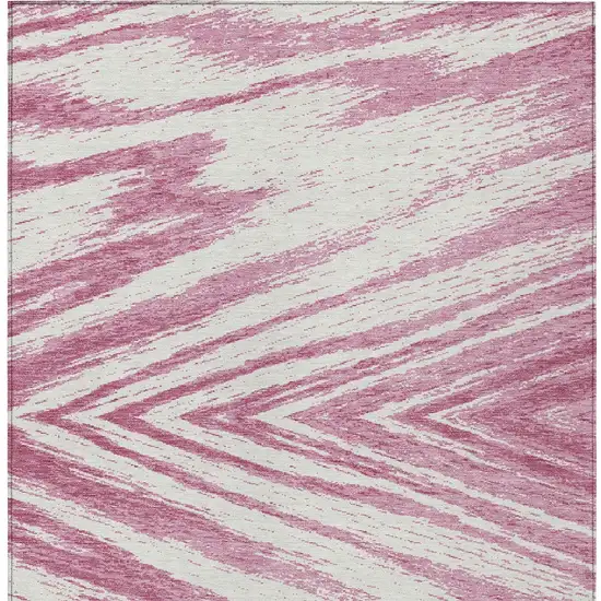 Blush And Ivory Abstract Washable Indoor Outdoor Area Rug Photo 6