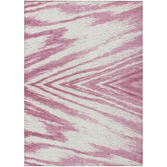 Blush And Ivory Abstract Washable Indoor Outdoor Area Rug Photo 2