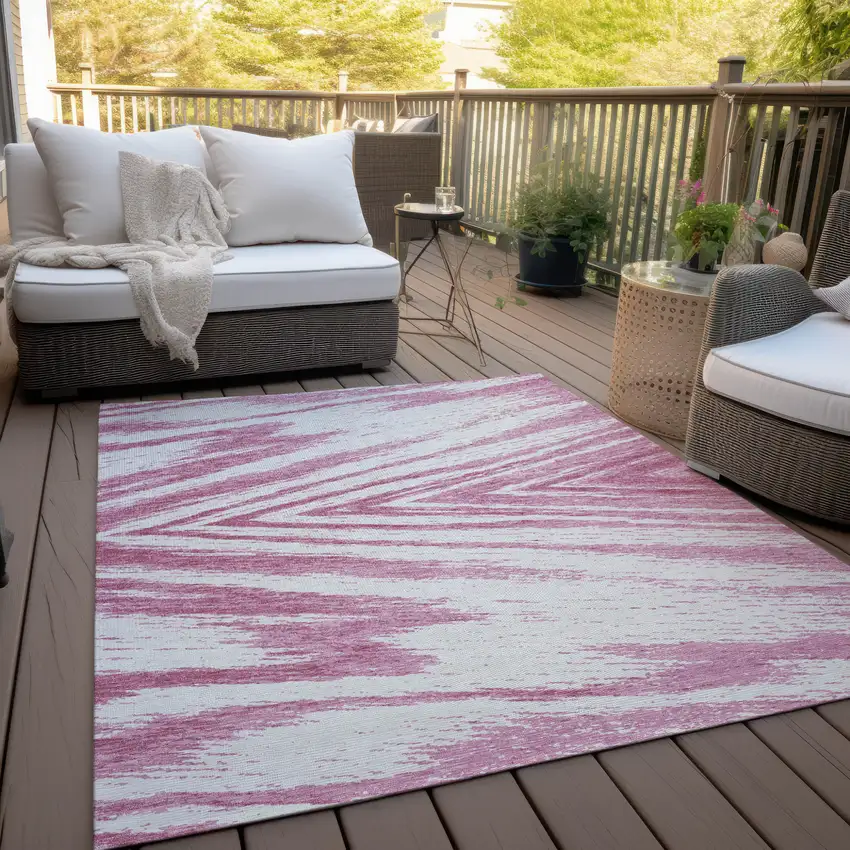 Blush And Ivory Abstract Washable Indoor Outdoor Area Rug Photo 9